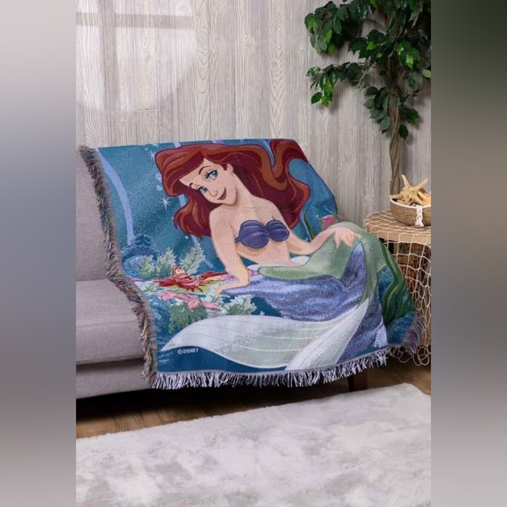 NIB Disney Ariel Garden Mermaid Tapestry Throw Blanket- 48 X 60- Gift, Fandom